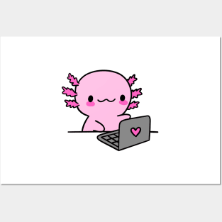 axolotl laptop Posters and Art